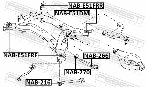 NABE51FRR Febest Сайлентблок балки моста