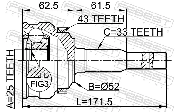 ШРУС зовнішній передній 0021497 GKN-Spidan