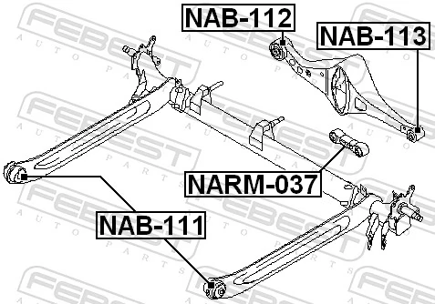 NAB113 Febest Сайлентблок заднього поперечного важеля