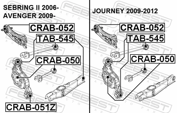 CRAB050 Febest Сайлентблок задньої балки