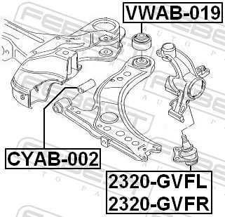 VWAB019 Febest Сайлентблок переднього нижнього важеля