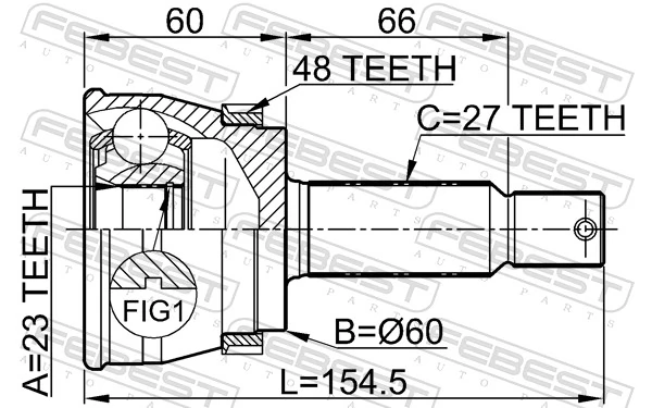 1210TUCRRA48 Febest Граната зовнішня задня