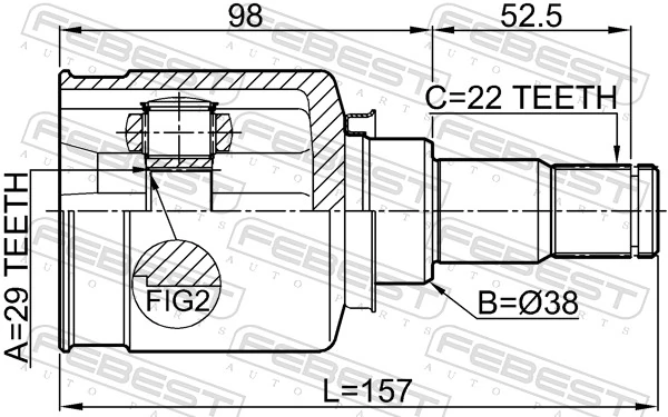 1111T250 Febest ШРКШ внутрішній, передній