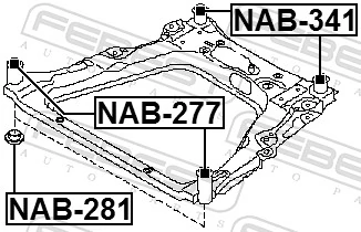 NAB341 Febest Подушка передньої балки