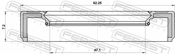 95LBY49620709X Febest Сальник півосі переднього моста, правої