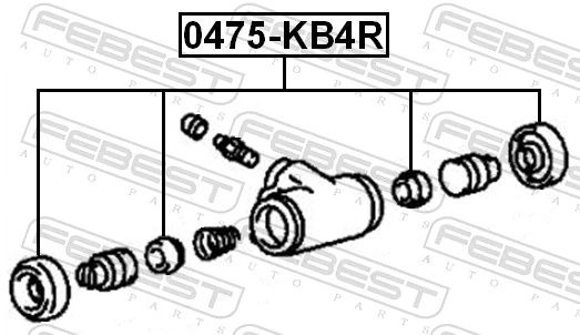 0475KB4R Febest Ремкомплект заднього гальмівного циліндра