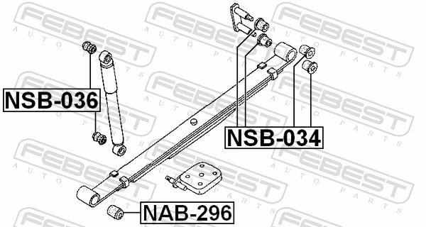 NAB296 Febest Сайлентблок задньої ресори, передній