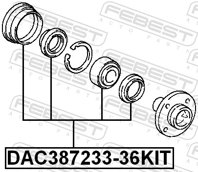 DAC38723336KIT Febest Підшипник маточини передньої