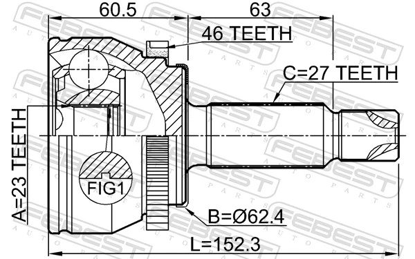 2210SOULB2A46 Febest Граната зовнішня