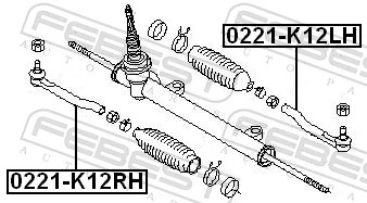 0221K12LH Febest Зовнішній наконечник рульової тяги