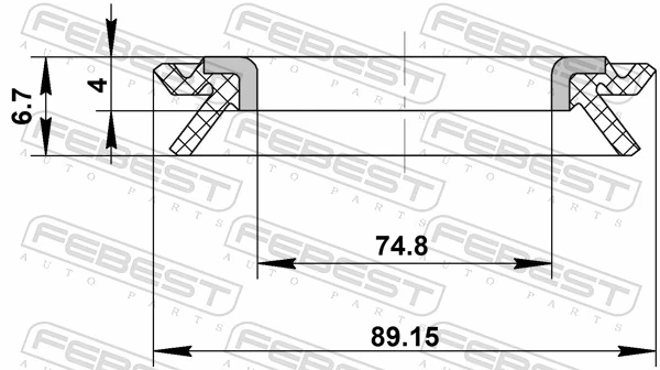 95BCY88750407X Febest Сальник передньої маточини