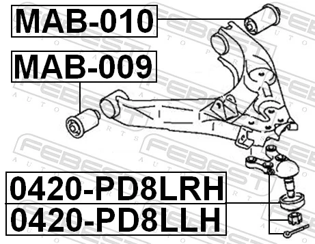 MAB010 Febest Сайлентблок переднього нижнього важеля