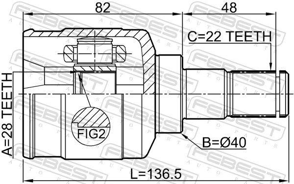 0711RS413RH Febest ШРКШ внутрішній, передній, правий