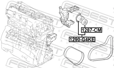 1290G4KE Febest Натяжна планка поліклинового ременя