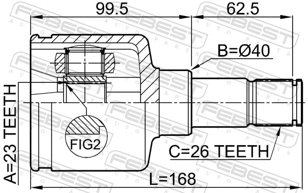 FD708 Driveshaft ШРКШ внутрішній, передній, лівий
