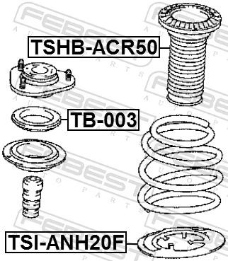 TSIANH20F Febest Проставка (гумове кільце) пружини передньої, нижня