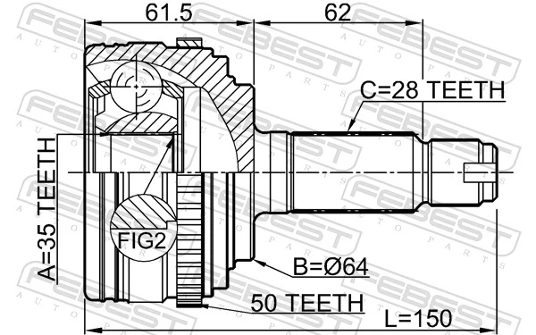 0310RBA50 Febest Граната зовнішня