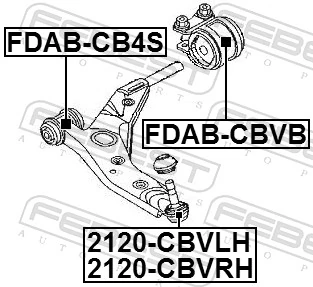 2120CBVRH Febest Кульова опора, нижня, права