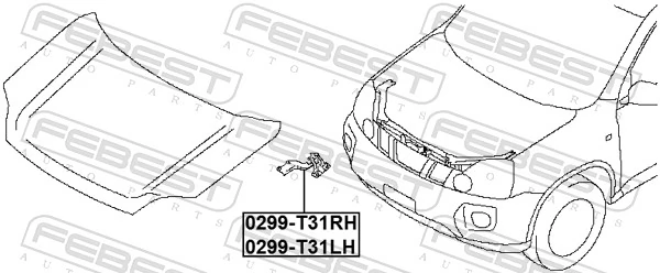 0299T31RH Febest Завіс капота, правий