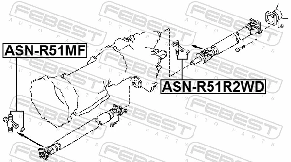 ASNR51MF Febest Хрестовина карданного валу, переднього