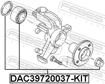 DAC39720037KIT Febest Підшипник маточини передньої