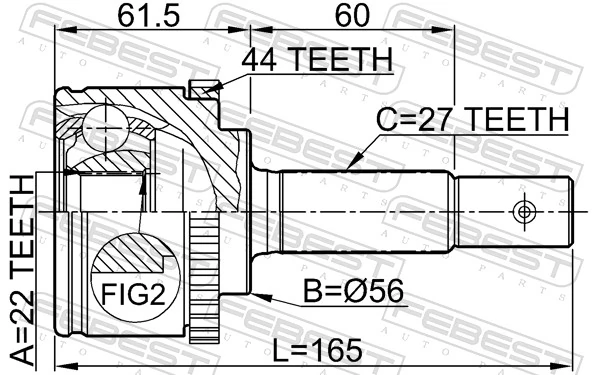 0210P11A44 Febest Граната зовнішня