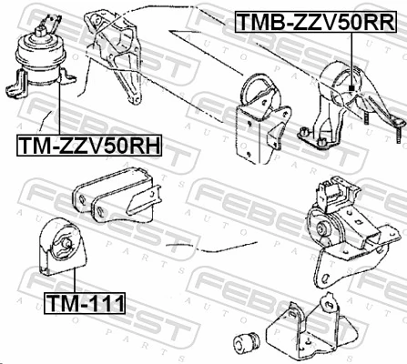 TMZZV50RH Febest Права подушка мотора