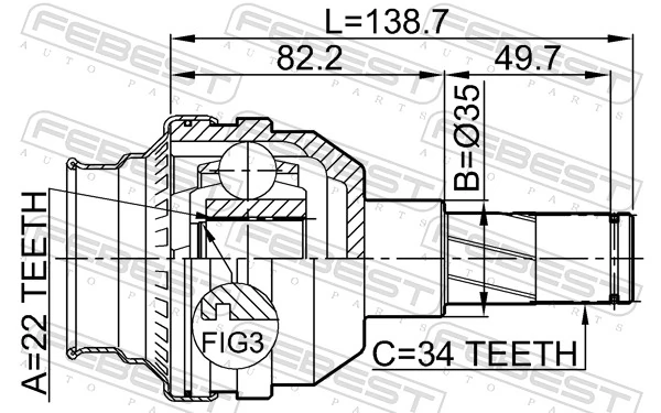 1111T200 Febest ШРКШ внутрішній, передній