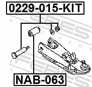 0229015KIT Febest Болт переднього важеля, повний комплект