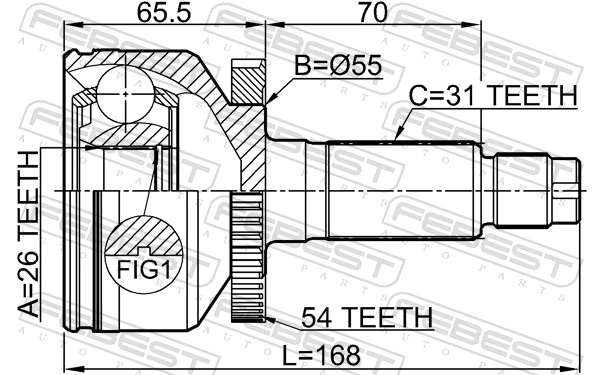 2210CARA54 Febest Граната зовнішня