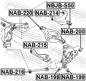 NAB216 Febest Сайлентблок задньої поздовжньої тяги