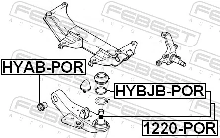 HYABPOR Febest Сайлентблок переднього нижнього важеля
