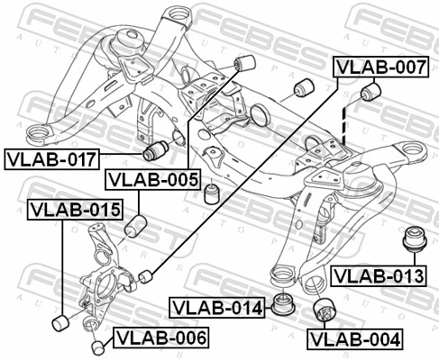 VLAB014 Febest Сайлентблок балки моста