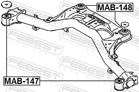MAB148 Febest Сайлентблок балки моста