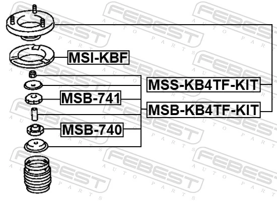 MSBKB4TFKIT Febest Втулка штоку переднього амортизатора