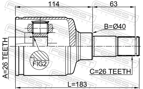 BB2687 Posterparts Шарнір кутових швидкостей передній лівий