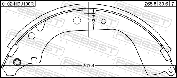 0102HDJ100R Febest Колодки гальмівні задні, барабанні