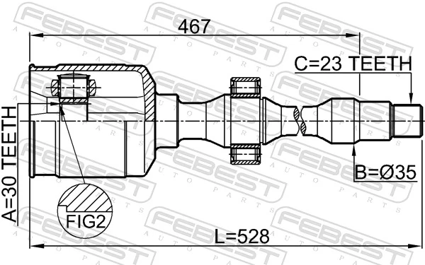 0111GRX125RH Febest ШРКШ внутрішній, передній, правий