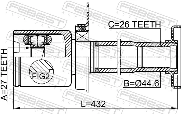 2311TR5RH Febest ШРКШ внутрішній, передній, правий