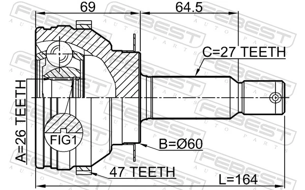 1210SON20A47 Febest Граната зовнішня