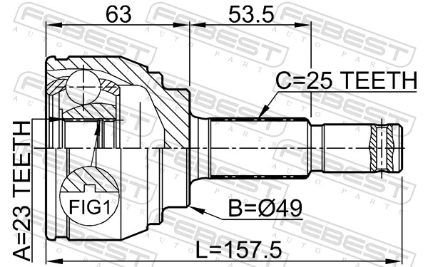 TA41234CVO Safety Шарнір різних кутових швидкостей передній правий