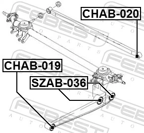 CHAB019 Febest Сайлентблоки поздовжніх важелів передньої підвіски