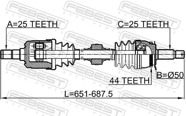 1214CAMTLH Febest Привід лівий