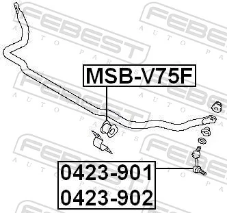 MSBV75F Febest Втулка стабілізатора переднього