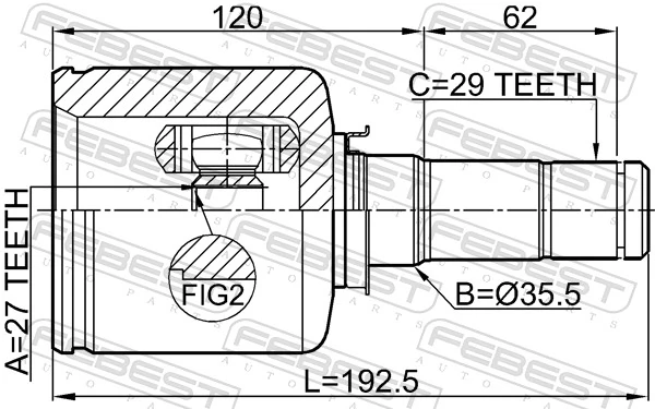 2111TKE4WDLH Febest ШРУС внутрішній, передній, лівий