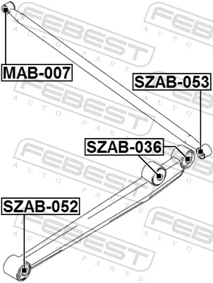 SZAB052 Febest Сайлентблоки поздовжніх важелів передньої підвіски