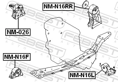 NM026 Febest Подушка передньої опори двигуна