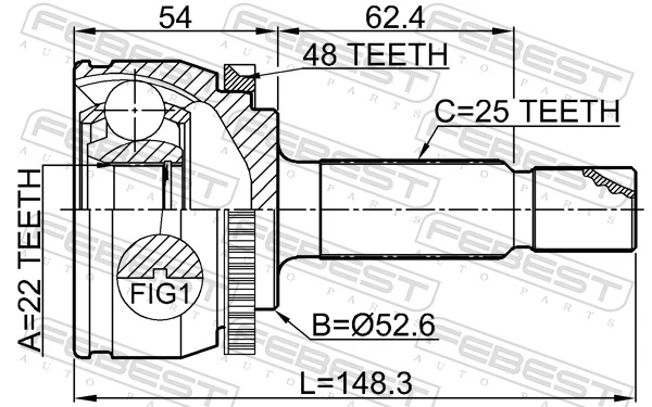 2210RIOA48 Febest Граната зовнішня