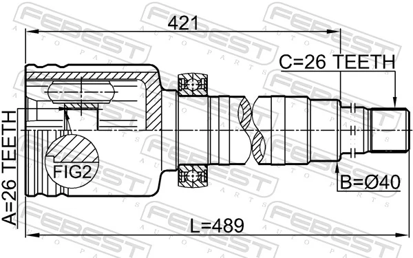 2111TC726RH Febest ШРКШ внутрішній, передній, правий