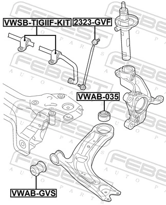 VWSBTIGIIFKIT Febest Втулка стабілізатора переднього